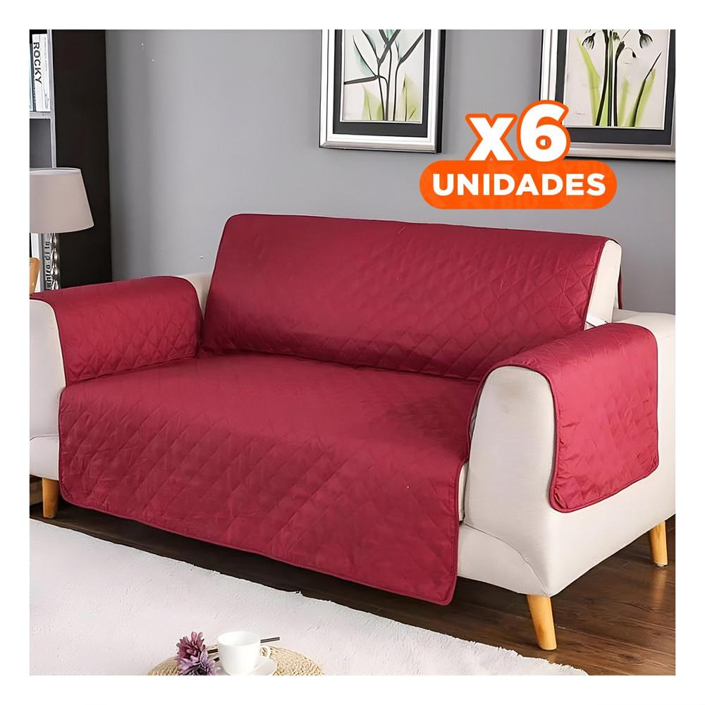 Pack6 Cobertura Textil de Sofa en Color Guinda con Medida 130x195cm Y+Papel Regalo