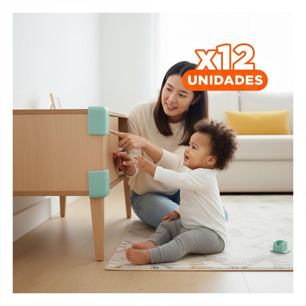 Pack12 Esquinero Protector de Espuma 2 Metros Verde Agua para Esquinas Casa