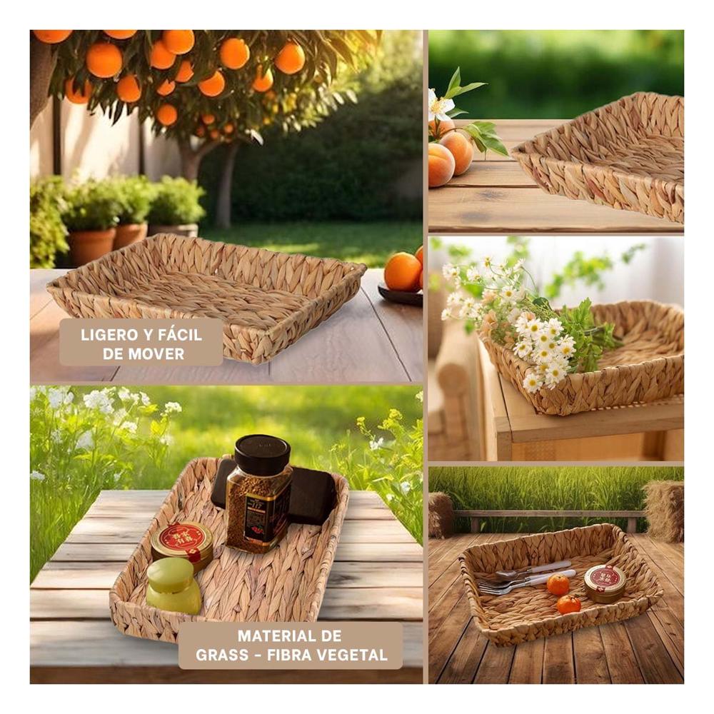 Contenedor tejida rectangular Grass 28x19x4cm Mostaza para guardar productos de sala Contenedor tejida rectangular Grass 28x19x4cm Mostaza para guardar productos de sala