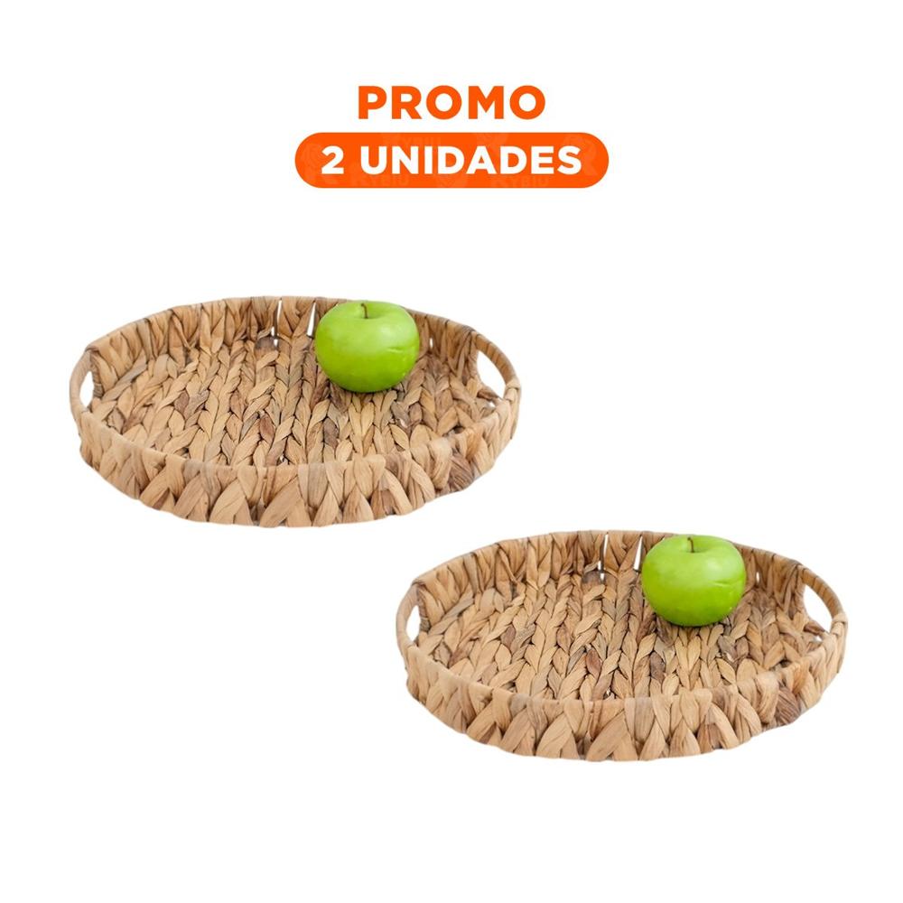 Pack2 Bolsa versatil tejida circular con asas Grass 36x5cm mostaza para decoracion hogar