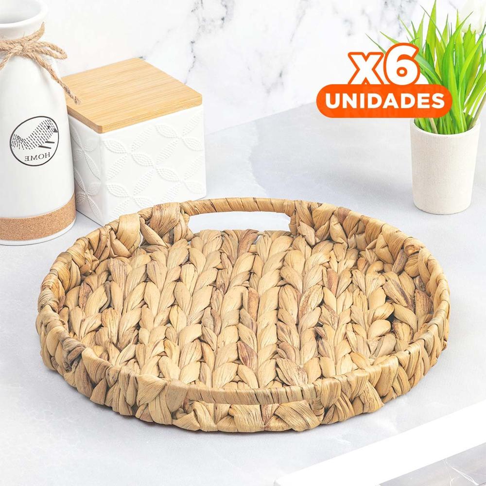 Pack6 Contenedor práctico Grass 31x4cm Mostaza para organizar sala y cocina Y+Regalo Sticker