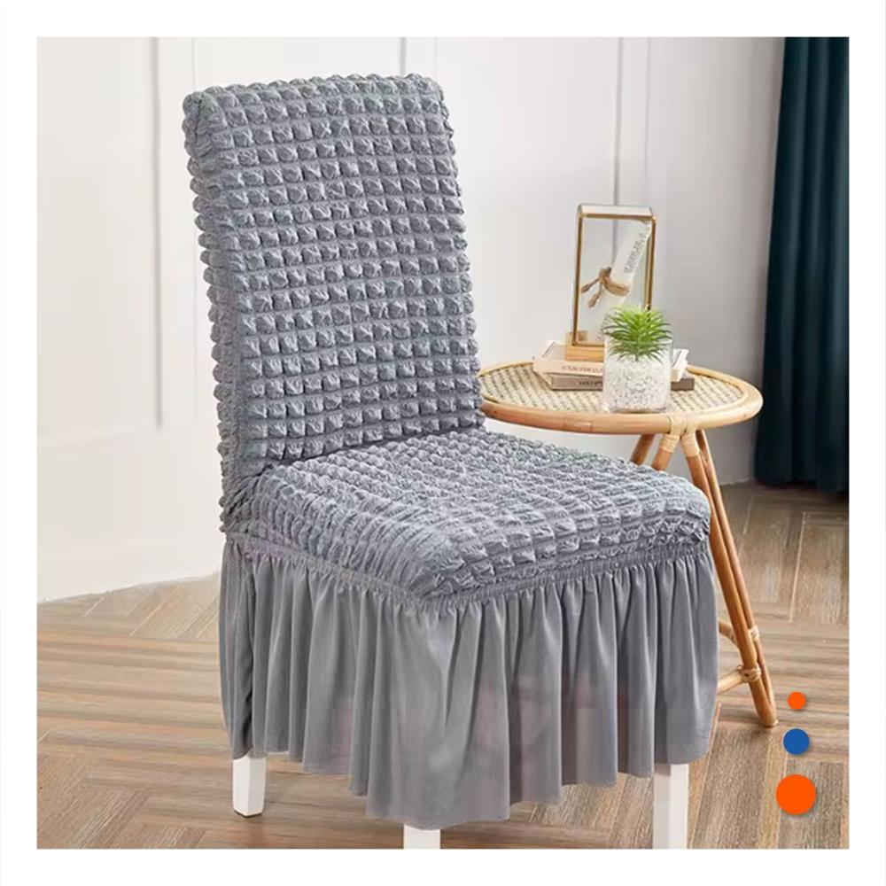 Cubierta Elastica Color Plomo para Silla con Relieve Geometrico Cuadrado Y+Regalo Sticker