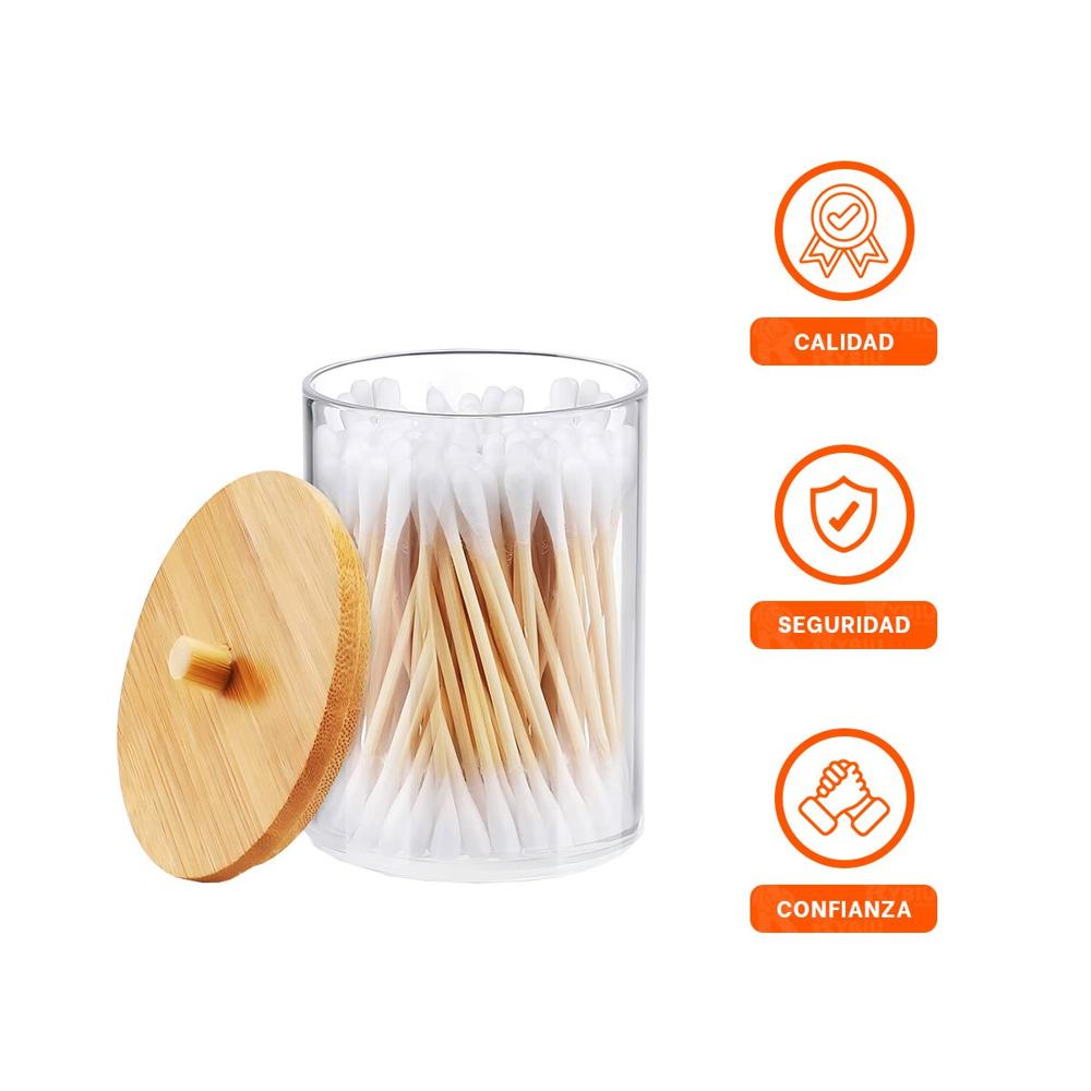Organizador Acrilico con Tapa de Madera 7x11cm Transparente Uso Hogar Y+Ligas Regalo Organizador Acrilico con Tapa de Madera 7x11cm Transparente Uso Hogar Y+Ligas Regalo