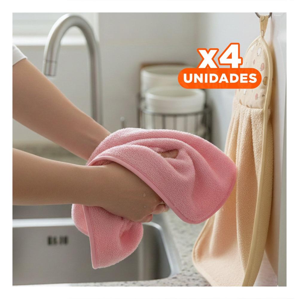 Pack4 Lote 2 Piezas Rosado y Amarillo Toallas Colgador Practico 28x38cm Y+Papel Regalo