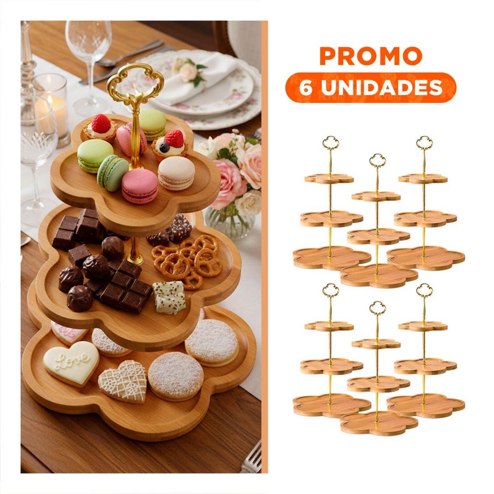 Pack6 Bandeja Exhibidor Flor Marron 3 Niveles para Dulces en Mesa Eventos Pack6 Bandeja Exhibidor Flor Marron 3 Niveles para Dulces en Mesa Eventos