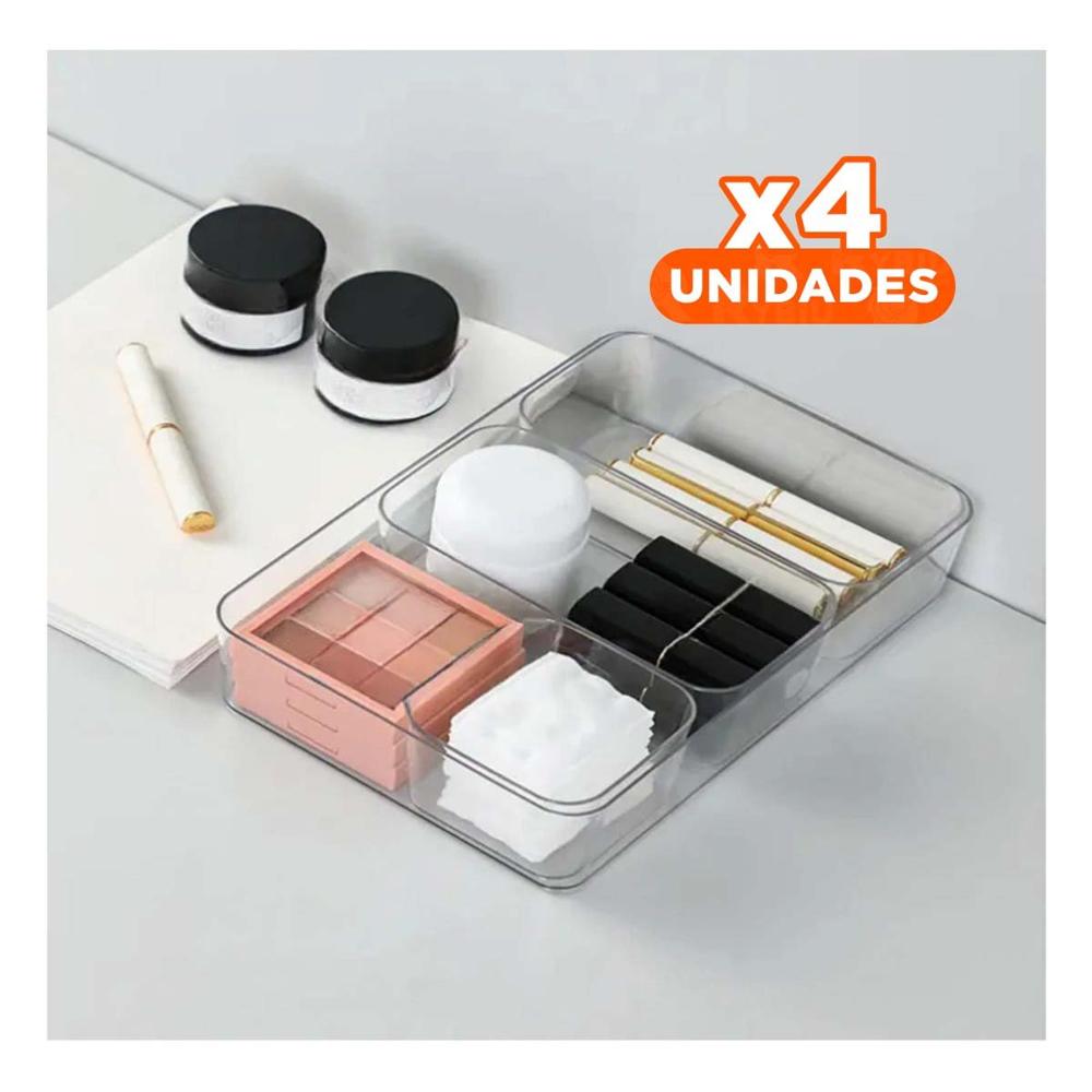 Pack4 Contenedor Rectangular Acrilico Transparente para Cocina y Hogar Y+Papel Regalo