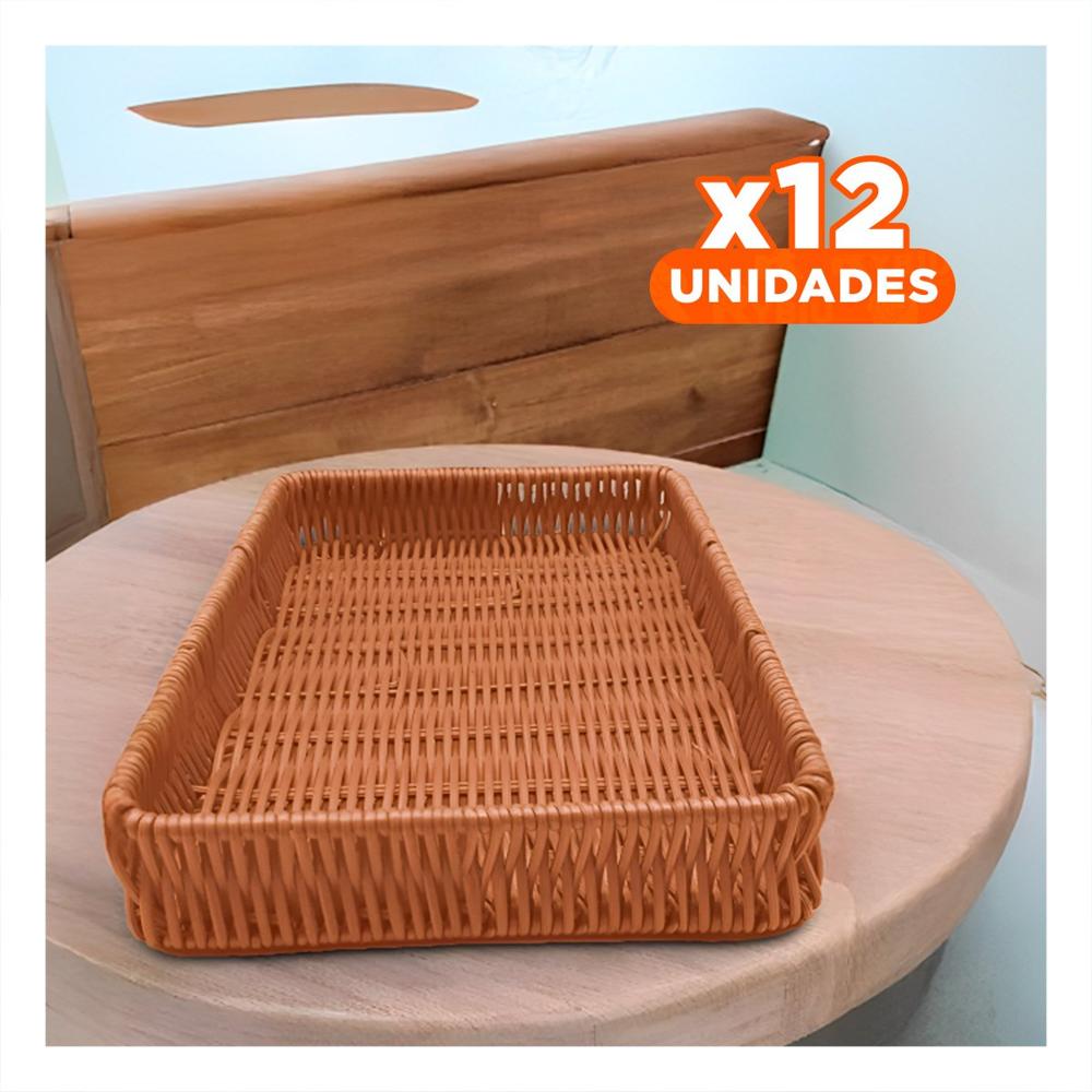 Pack12 Organizador Rectangular de Plastico Tejido 34x24x4cm de Material Firme Y+Papel Regalo