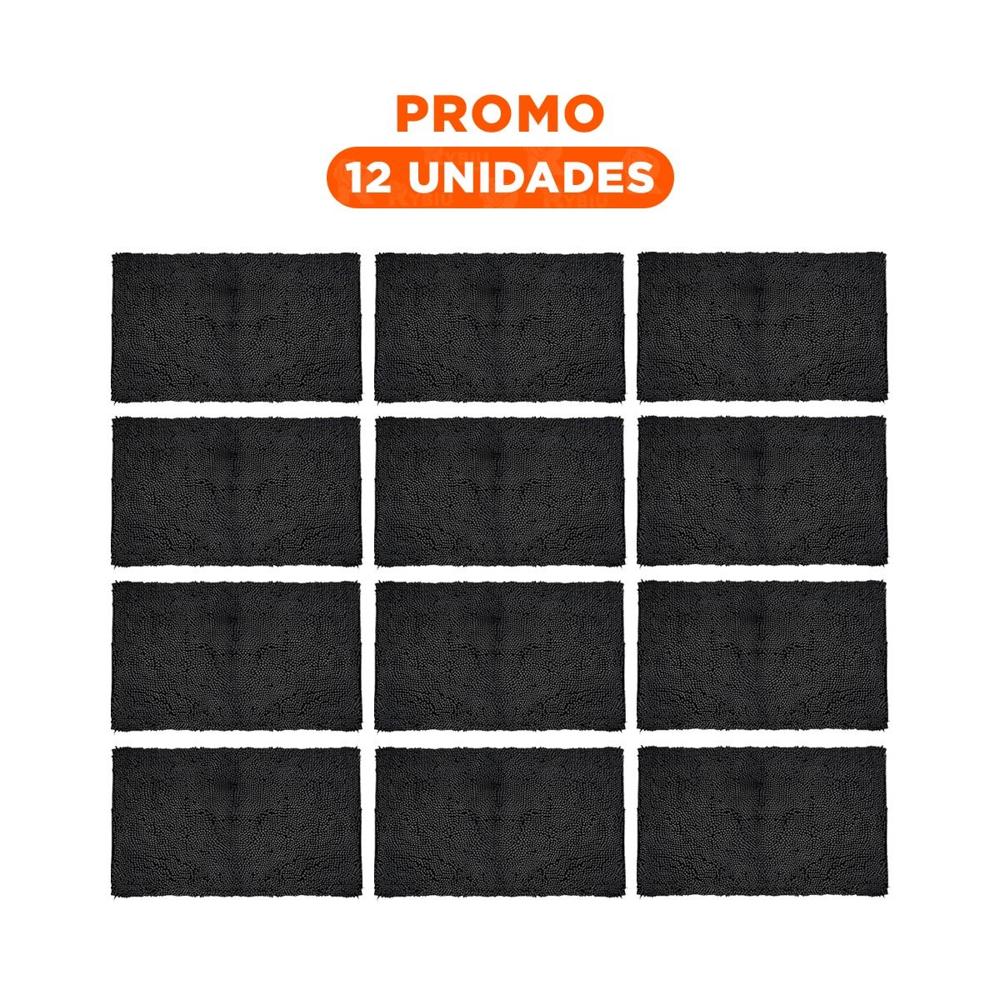 Pack12 Cubrepiso Rectangular Liviano de Microfibra 40x60cm Negro Y+Regalo Sticker