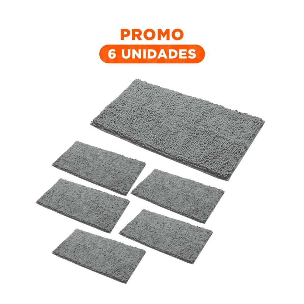 Pack6 Protector Rectangular de Microfibra Antideslizante 40x60cm Plomo Claro Seguro