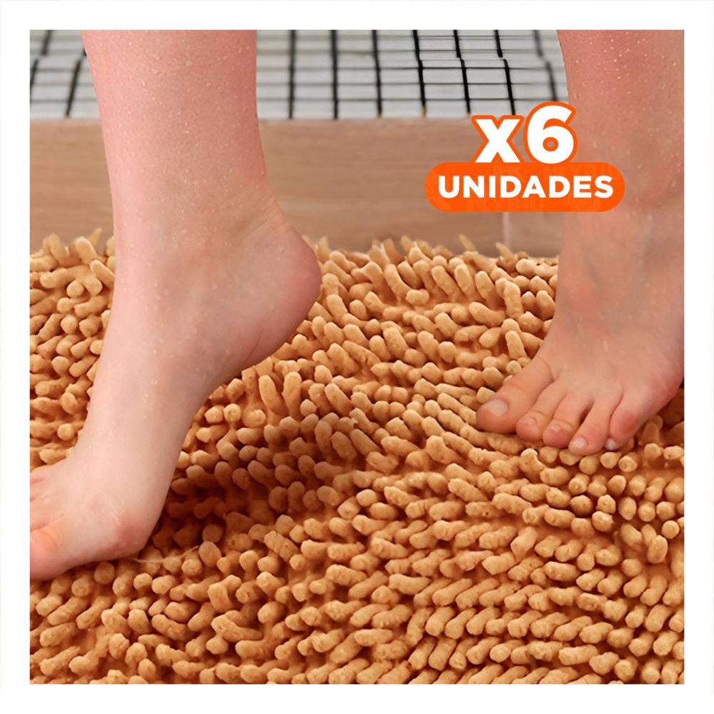 Pack6 Cubrepiso Rectangular Liviano de Microfibra 40x60cm Mostaza Y+Regalo Sticker