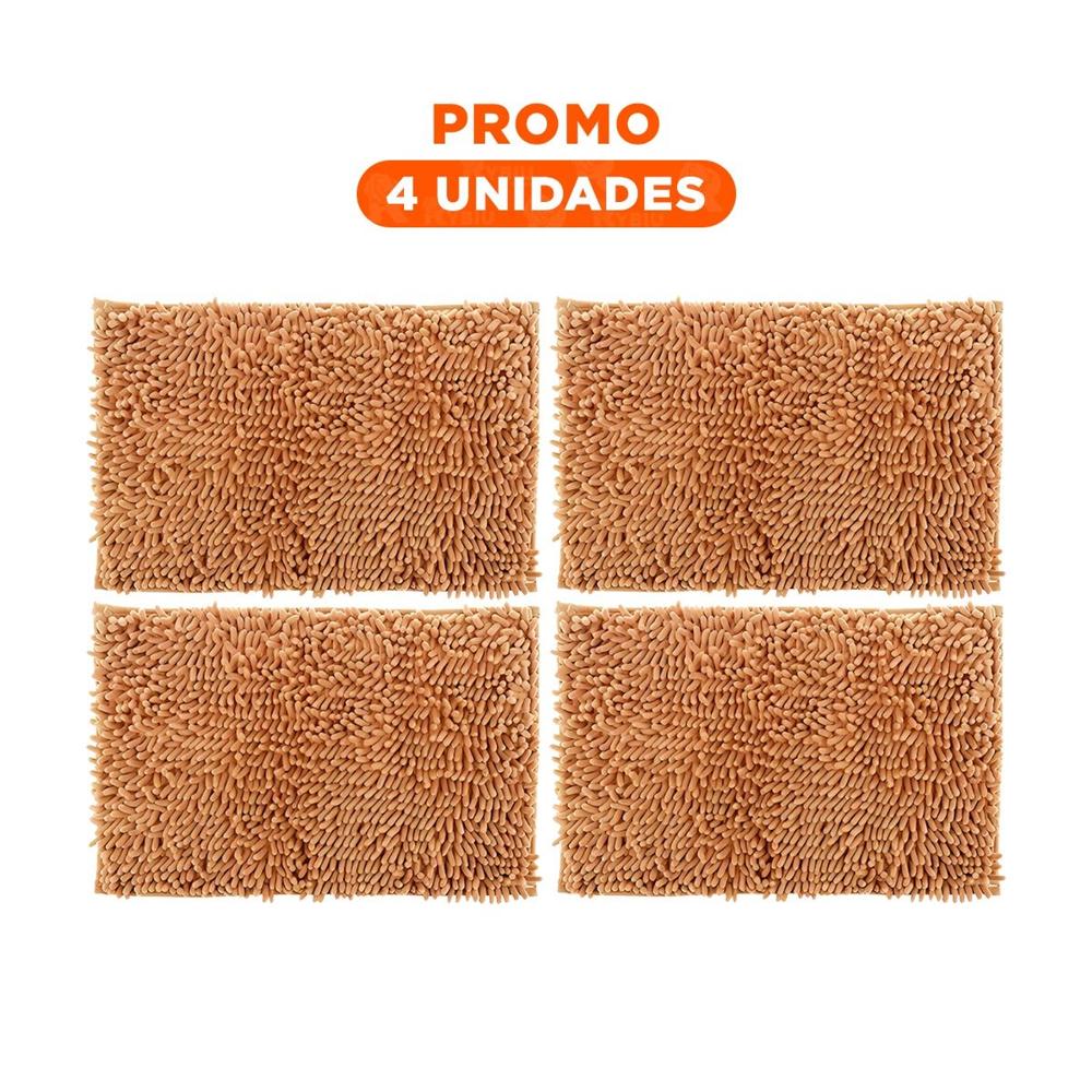 Pack4 Tapete Rectangular Liviano de Microfibra 40x60cm Mostaza para Hogar Y+Regalo Sticker