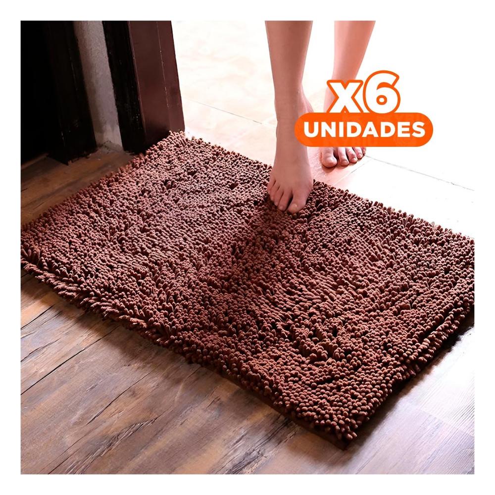 Pack6 Tapiz Rectangular para Piso de Microfibra 40x60cm Marron Y+Papel Regalo