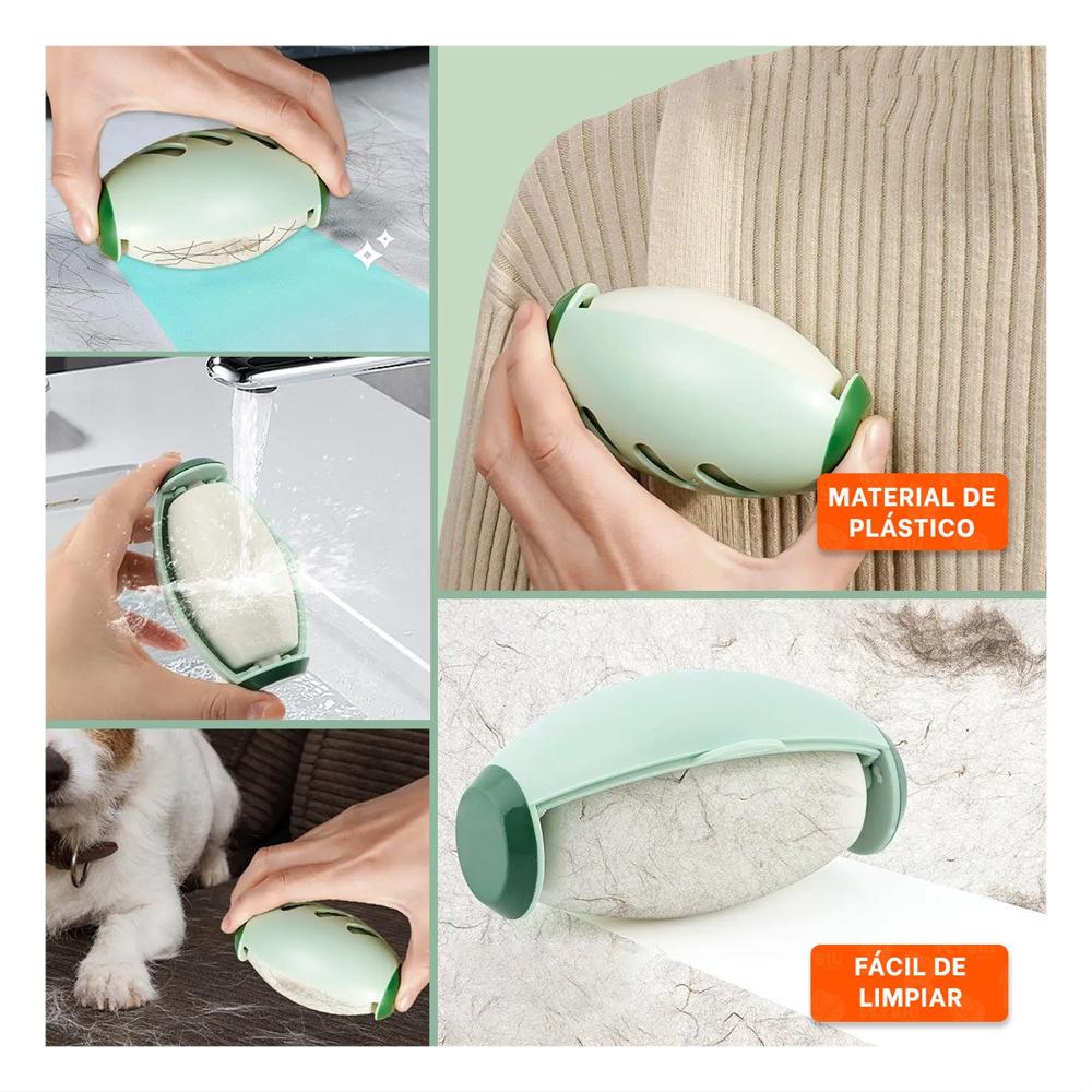 Rodillo Quita Pelusa Reutilizable Verde Para Ropa Y Hogar