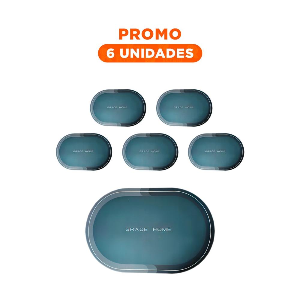 Pack6 Fuenteza Decorativa Ovalada Para Mesa Azul Elegante Y Funcional