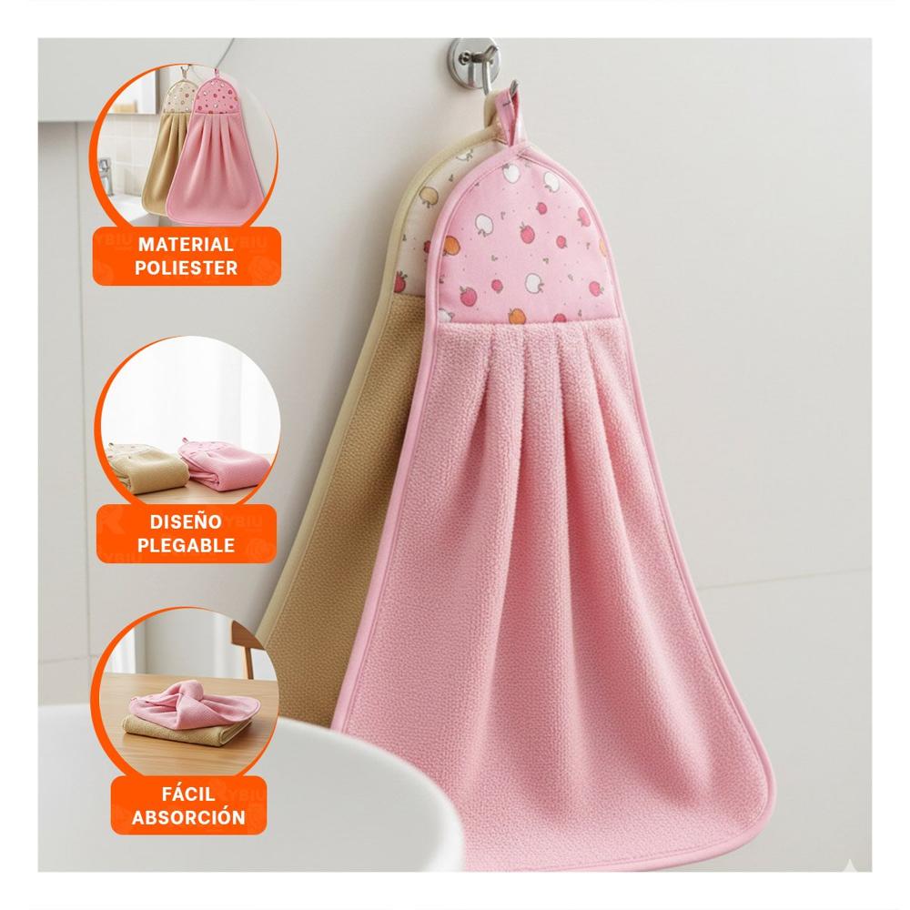 Juego 2 Piezas Rosado y Amarillo Toallas Colgador Colorido 28x38cm Y+Post It