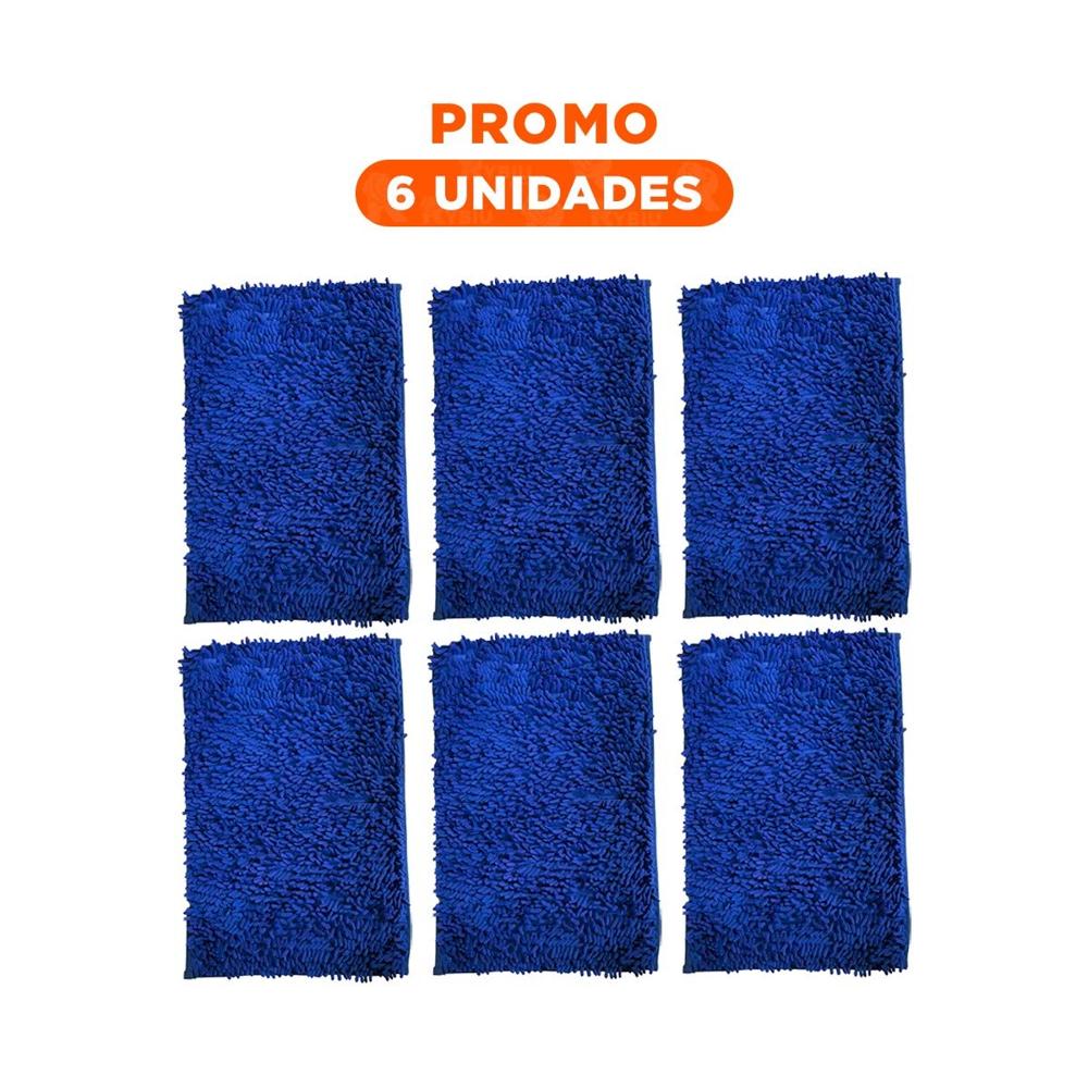 Pack6 Tapete Rectangular Suave de Piso Microfibra 40x60cm Azul para Hogar