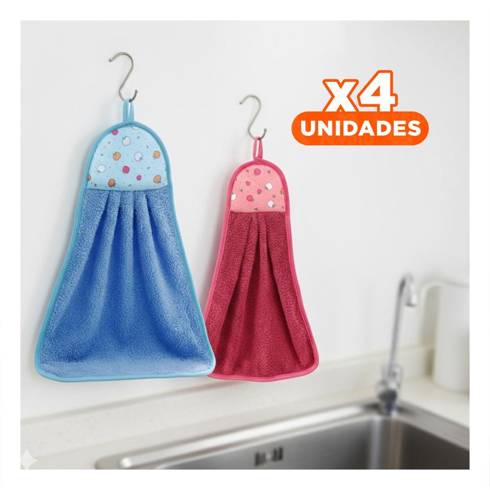 Pack4 Lote 2 Piezas Fucsia y Azul Toallas Colgador Practico 28x38cm Y+Papel Regalo