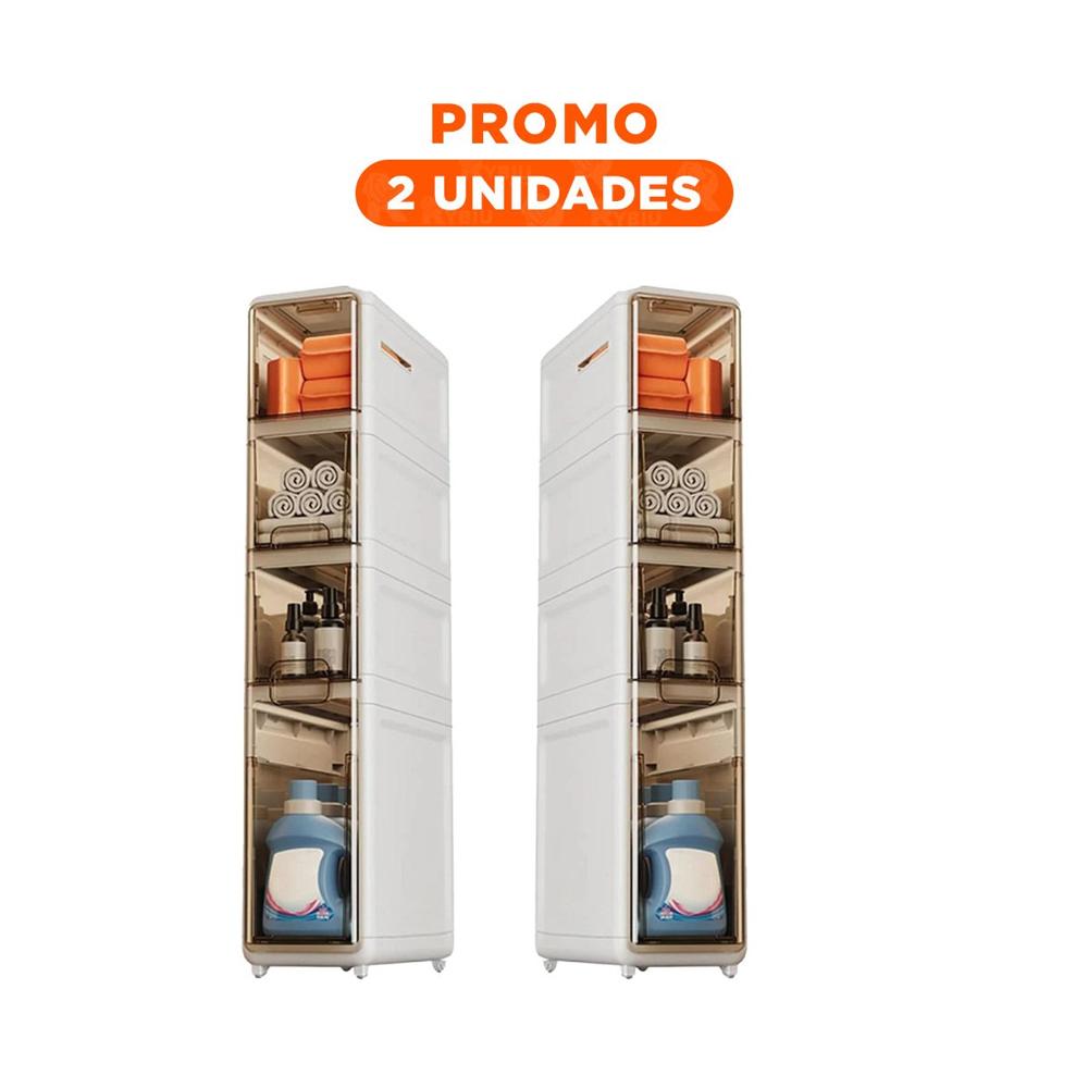 Pack2 Organizador Funcional Blanco con Ruedas y Puertas en 4 Niveles