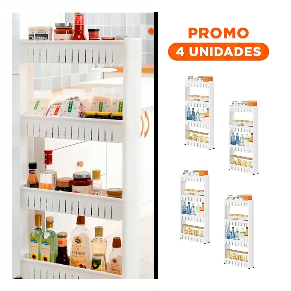 Pack4 Soporte Lateral Delgado De 4 Niveles con Orificios Blanco Plastico Y+Regalo Sticker