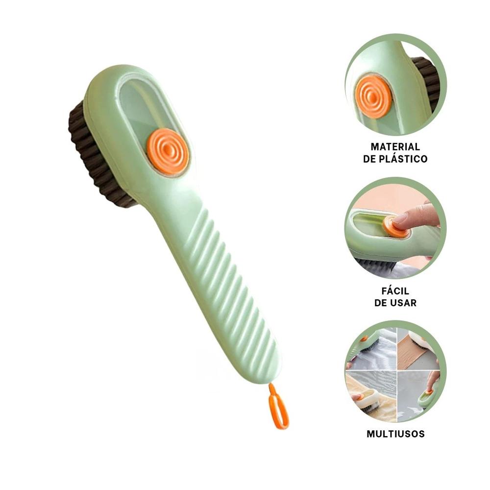 Escobilla con Dispensador Multifuncional Resistente para Limpieza General Verde Y+Ligas Regalo