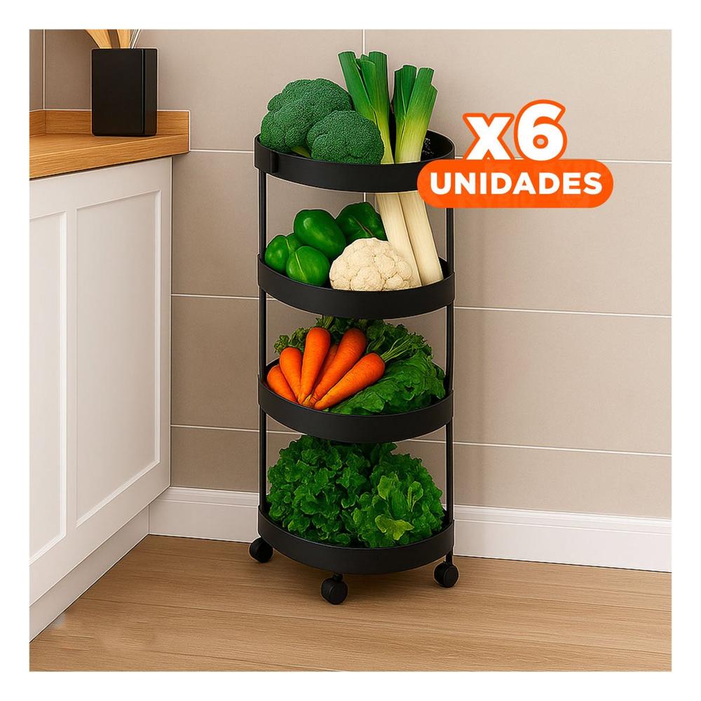 Pack6 Estantero Angular De 4 Niveles con Ruedas Negro Practico para Espacios Y+Papel Regalo