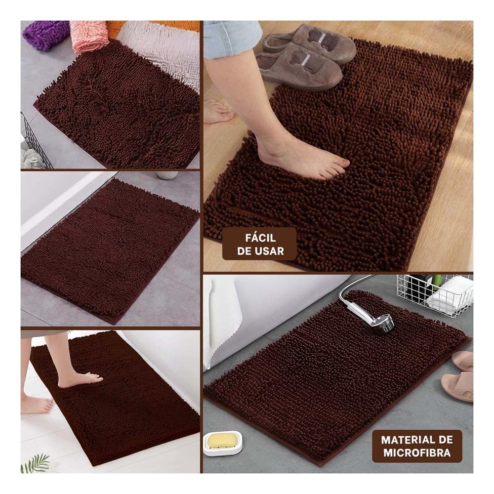 Tapete Rectangular Suave de Microfibra 40x60cm Marron para Ambientes Tapete Rectangular Suave de Microfibra 40x60cm Marron para Ambientes