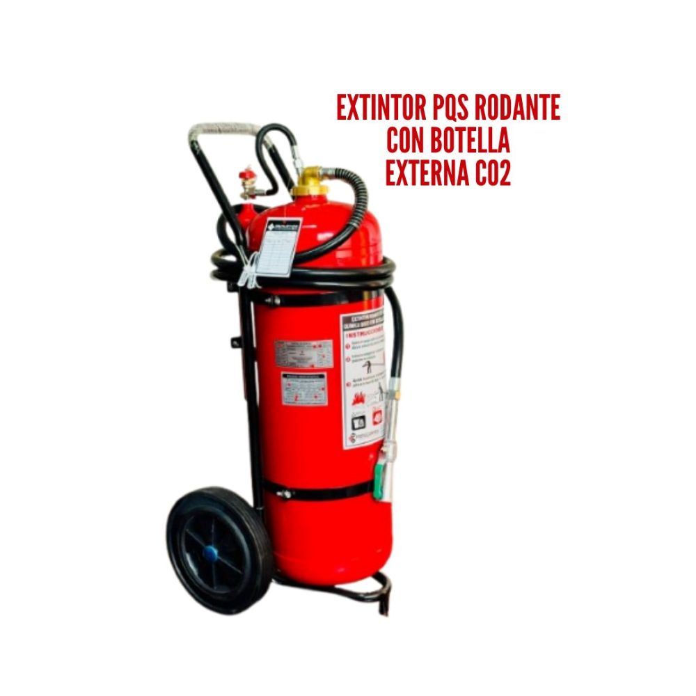 Extintor PQS Rodante 50KG-Con botella externa CO2
