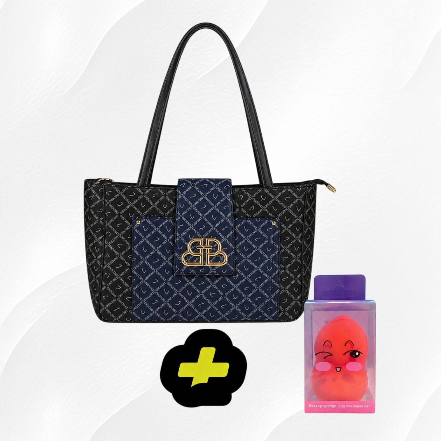 CARTERA ELEGANTE NEGRO CON AZUL