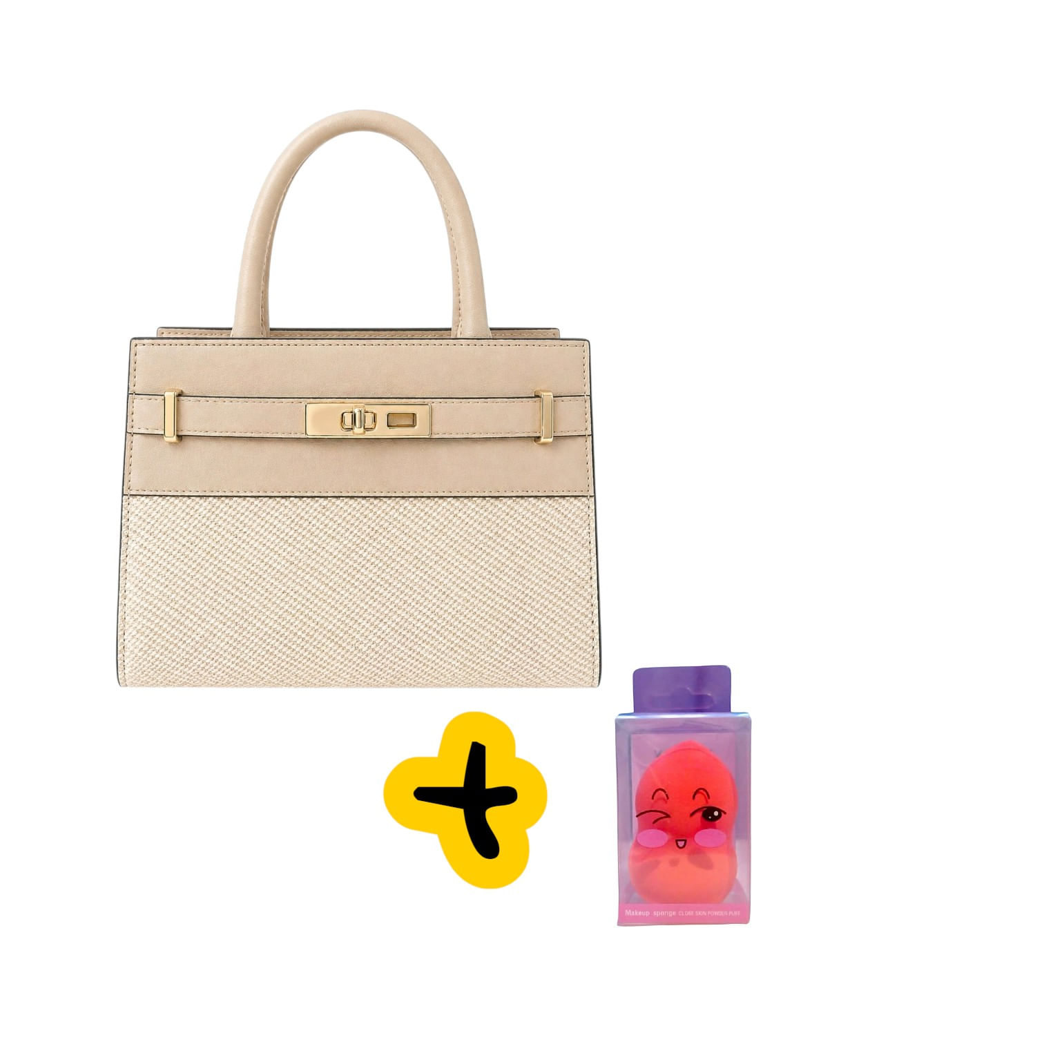 CARTERA ELEGANTE BEIGE CON CREMA DE REGALO 01 ESPONJA BLENDER