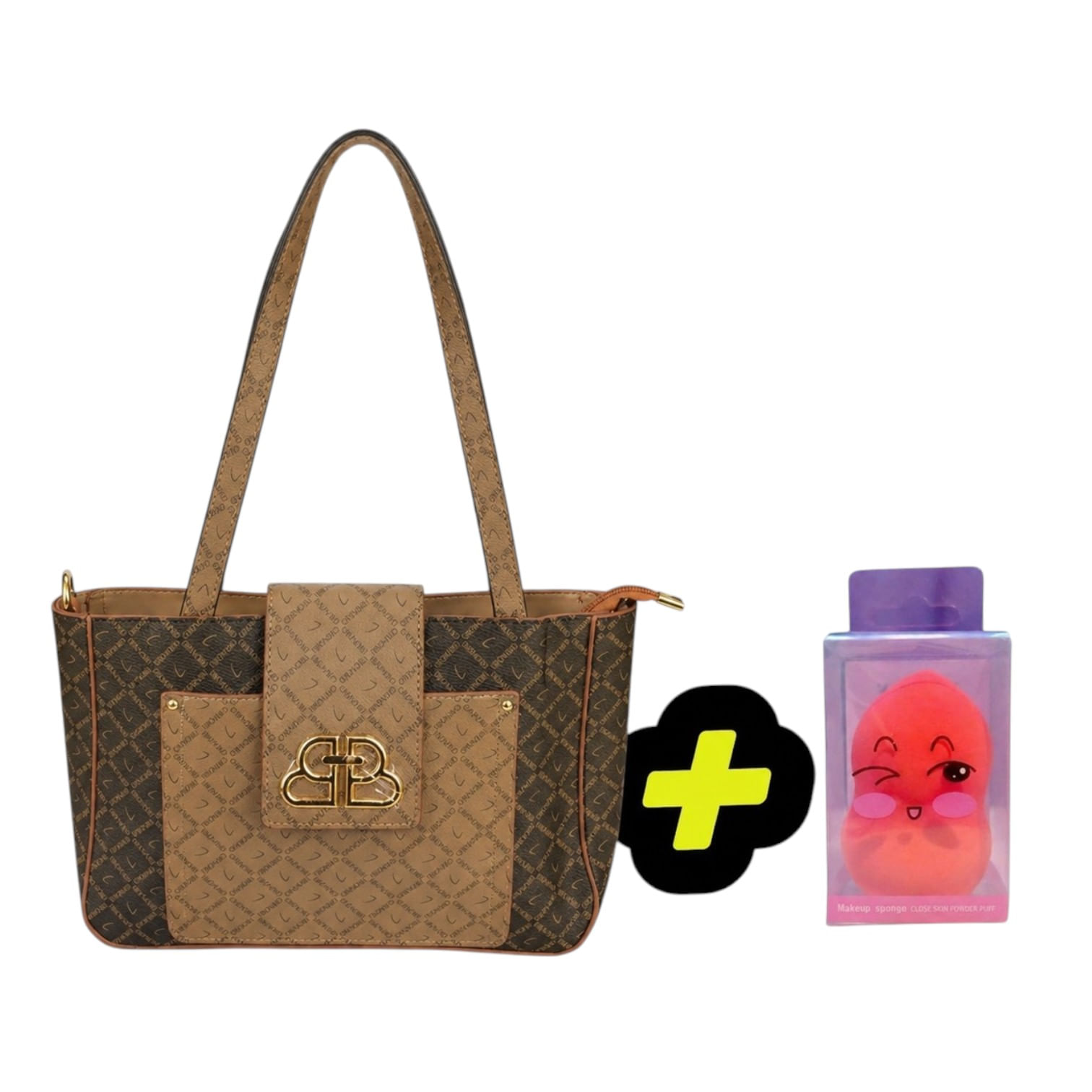 CARTERA ELEGANTE MARRON CON COFFEE DE REGALO ESPONJA BLENDER