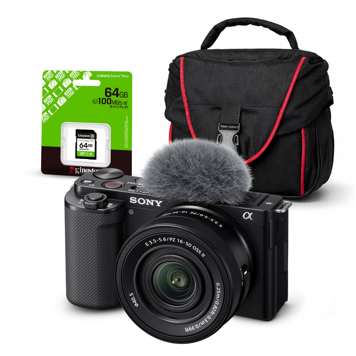 Cámara Sony ZV-E10 Mirrorless y Lente 16-50mm f35-56 II y Kit Básico de Accesorios