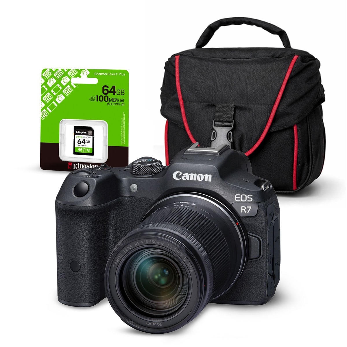 Cámara Canon EOS R7 y Lente RF-S 18-150mm y Kit Básico de Accesorios N