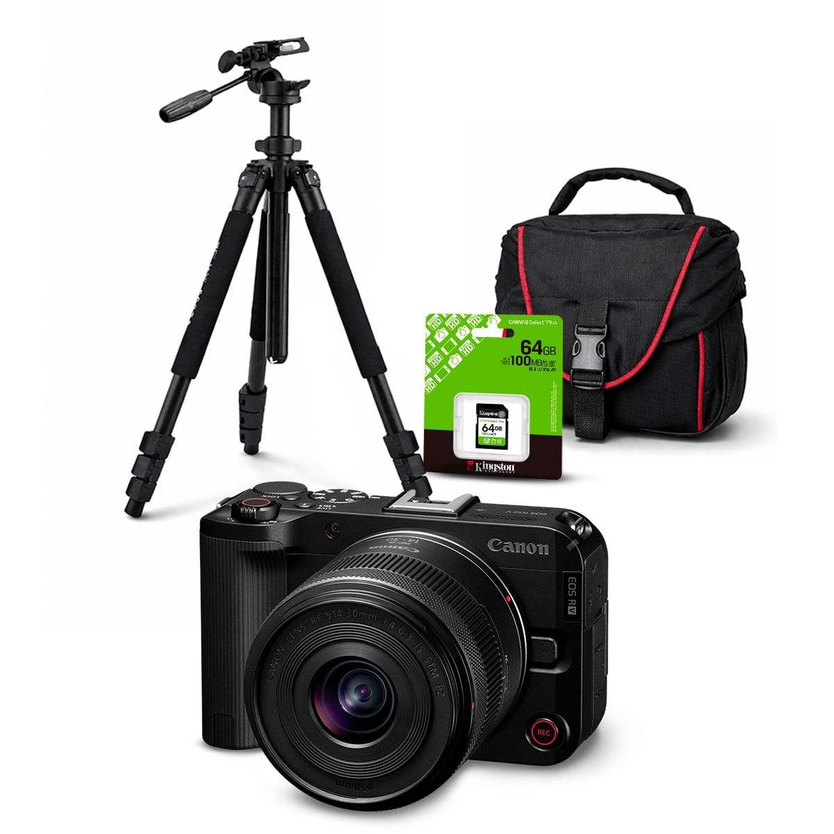 Cámara Mirrorless EOS R50V y Lente RF-S 14-30mm f45-63 IS STM y Kit Deluxe