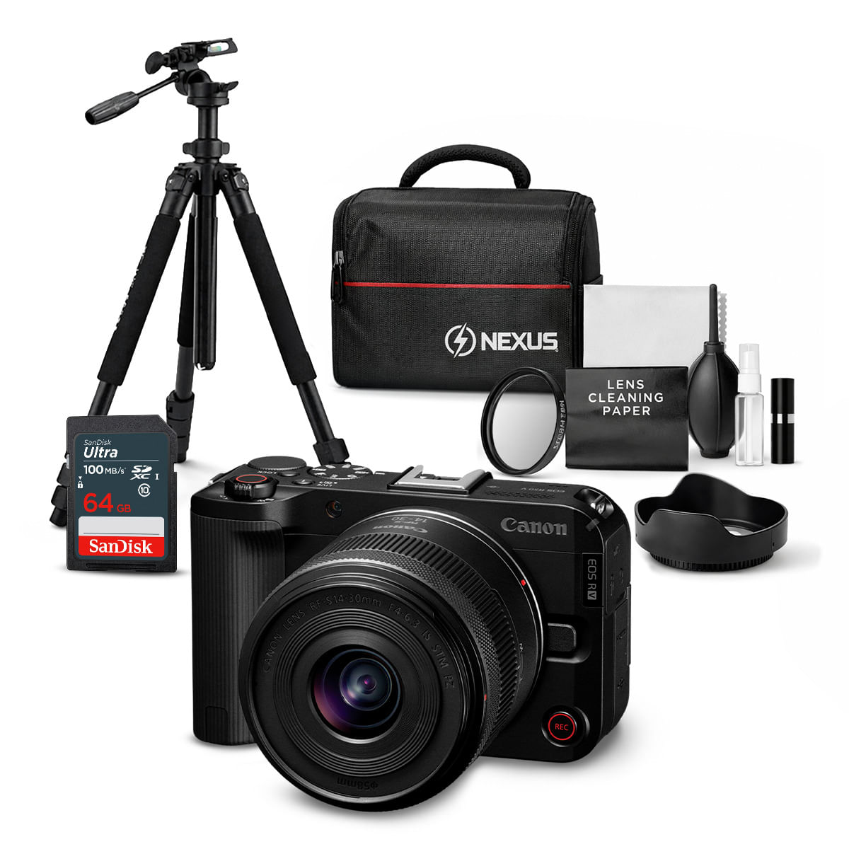 Cámara Mirrorless EOS R50V y Lente RF-S 14-30mm f45-63 IS STM y Kit Ultimate