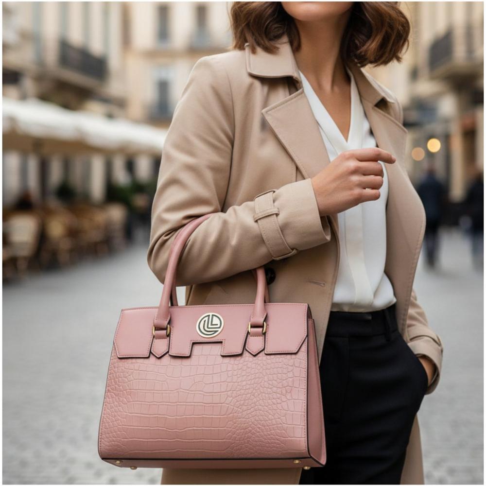 Bolso Cartera de Mano con Correa Ajustable Diseño Moderno Fashion Rosado