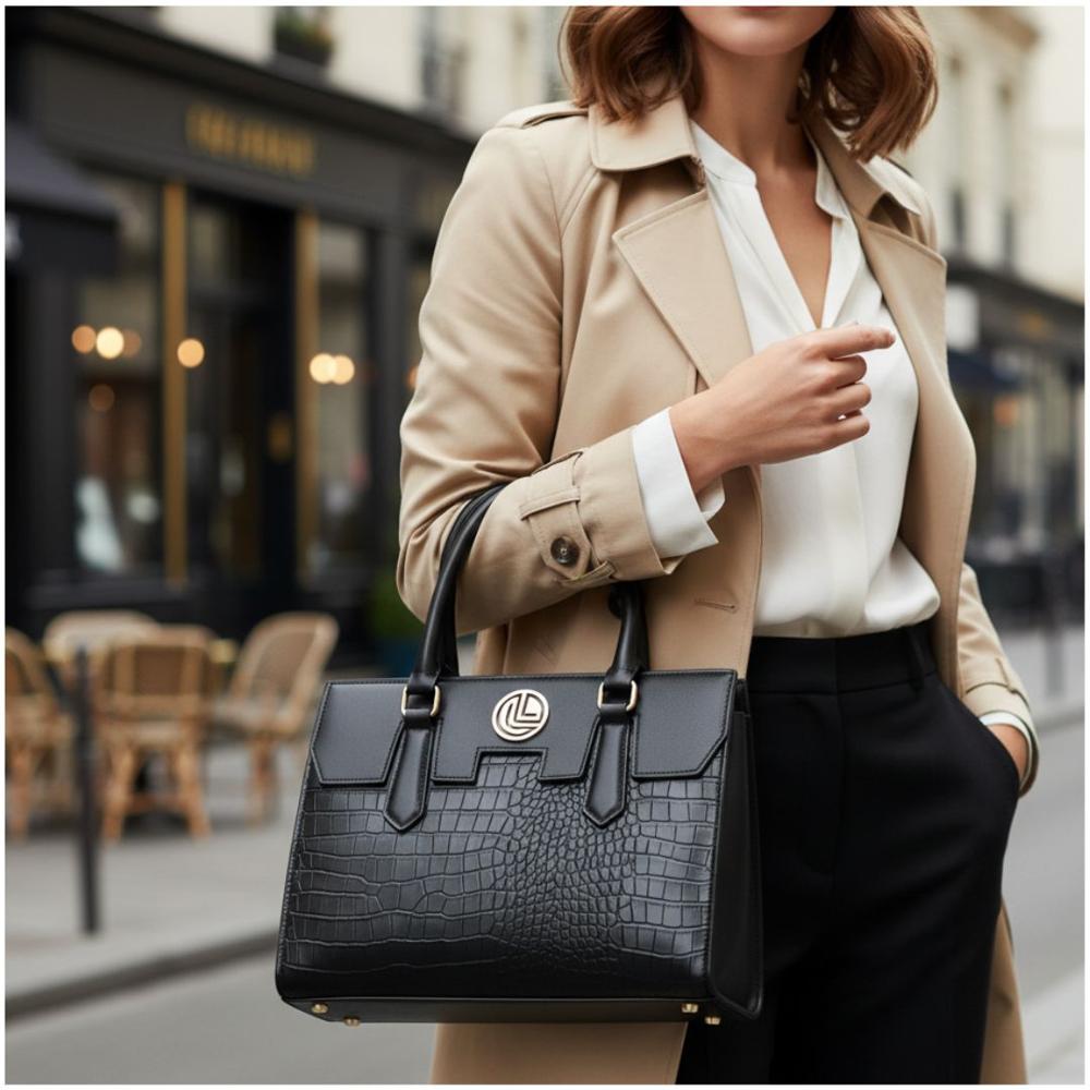 Bolso Cartera de Mano con Correa Ajustable Diseño Moderno Fashion Negro