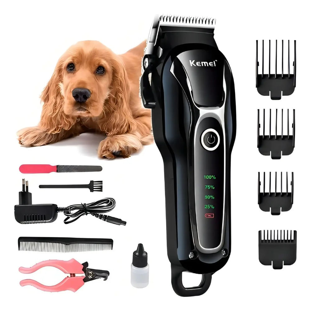 asuradora Profesional Recargable Para Mascotas Kemei Km1991 Negro
