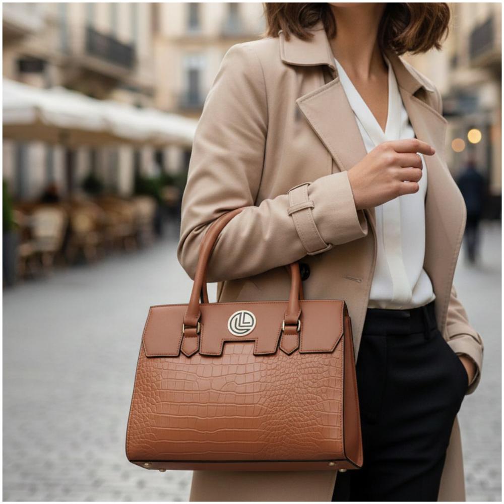 Bolso Cartera de Mano con Correa Ajustable Diseño Moderno Fashion Marrón