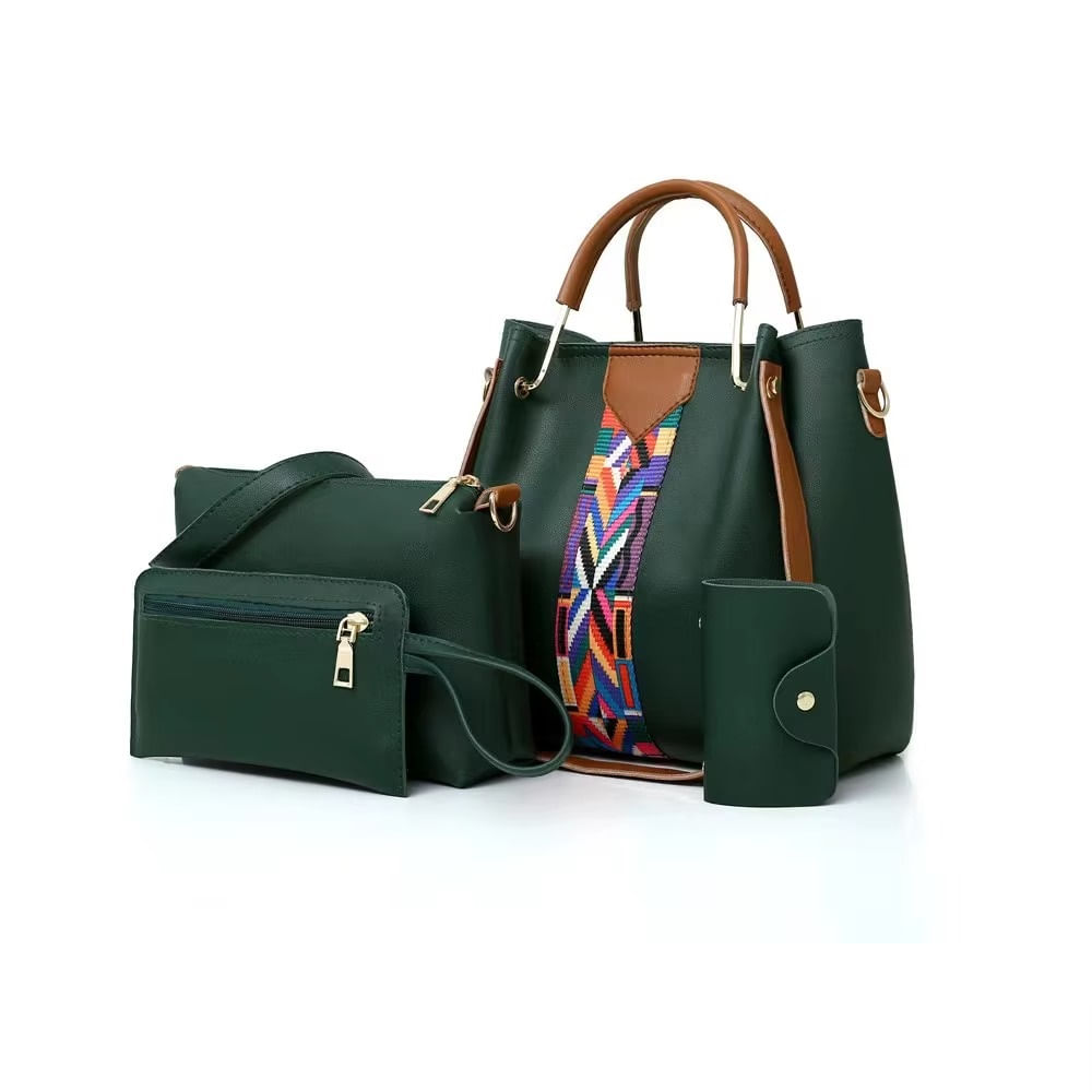 Juego de una Cartera o Bolso de Hombro un Monedero Billetera 4 pcs Verde