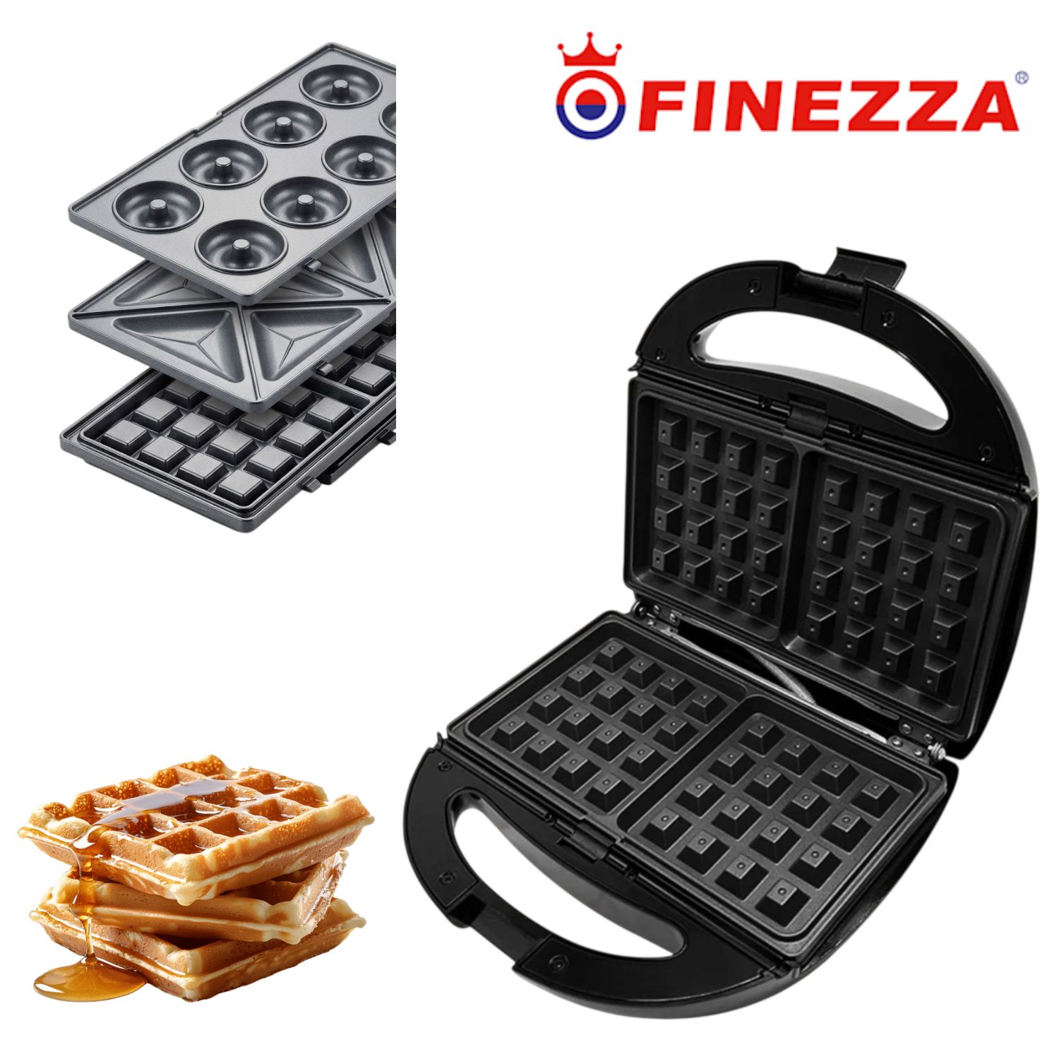 Sandwichera placas intercambiables 3 en 1 Finezza FZ-823W3 850 Watts