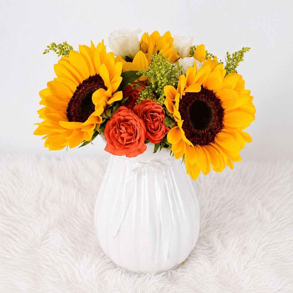 Florero Lisa de girasoles variedad floral- Arreglo de Flores