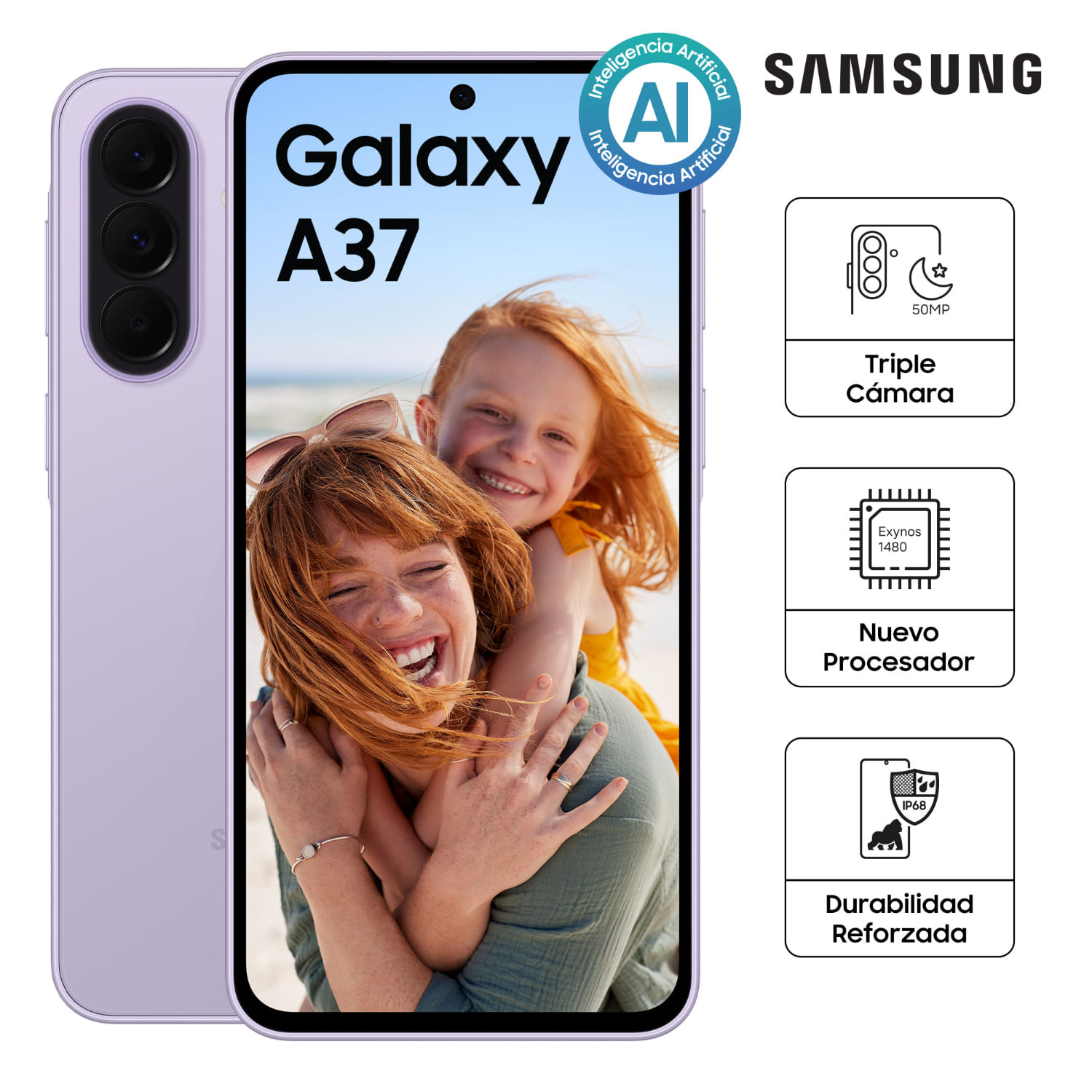 Smartphone Samsung Galaxy A37 5G 256GB Light Violet