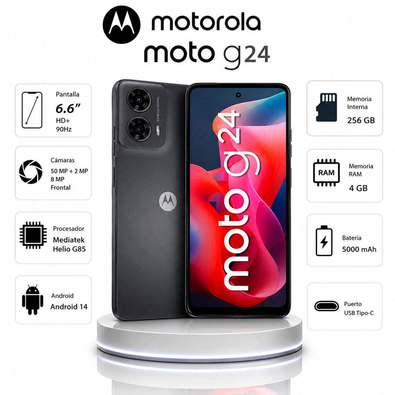 Celular Motorola G24 256GB 4GB ram GRIS
