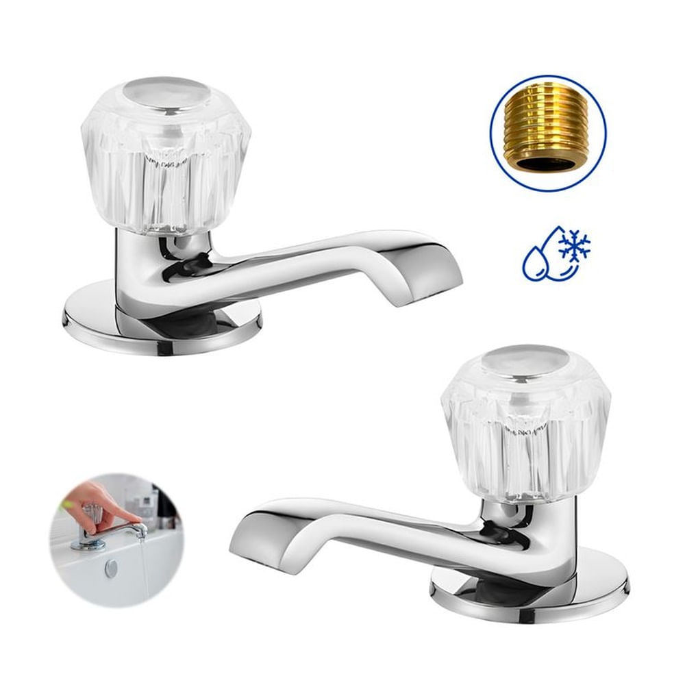 Pack 2 Caños Lavado Acero Wadfow 1p Hogar Grifo- Wzd2503 X 2 Plateado