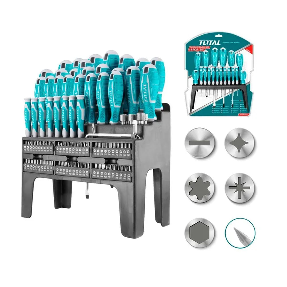 Set Destornilladores 100 Pzs Total Ergonómico Herramienta - THT2506100