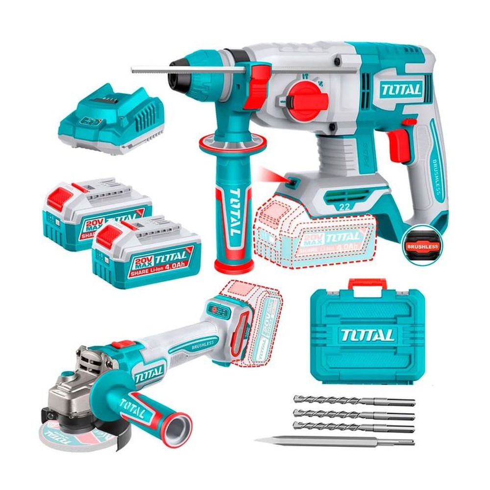 Combo Rotomartillo 22mm Brushless + Amoladora 115m