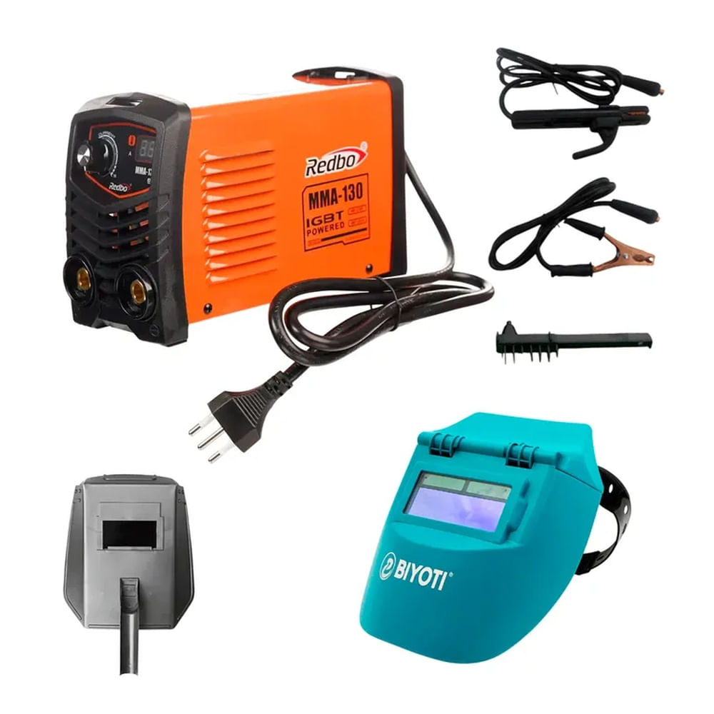 Máquina De Soldar Inverter 220v Acce. + 1 Careta De Soldar Naranja