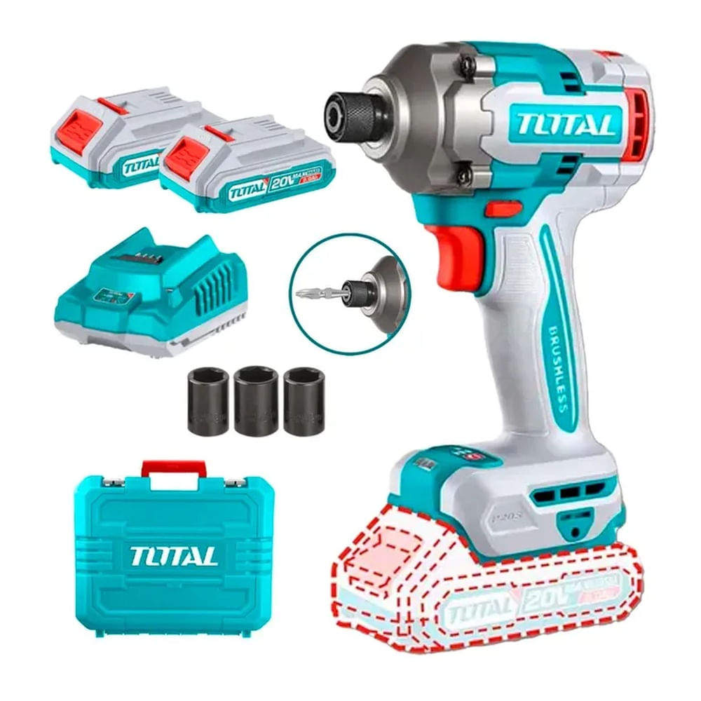 Atornillador De Impacto Total 230 Nm 20v 2 Baterías Brushles