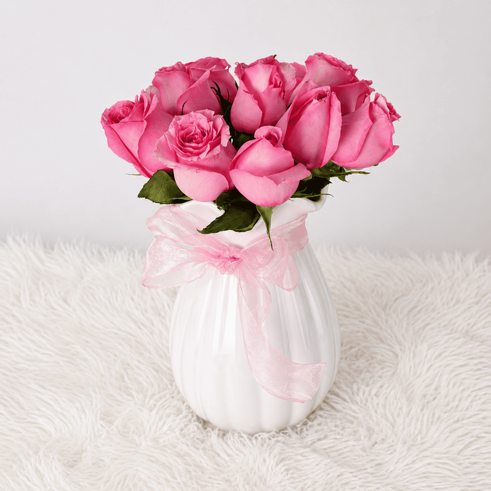 Florero Emma - Rosas rosadas- Arreglo de flores