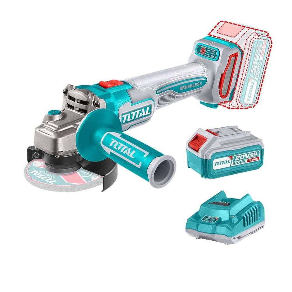 AMOLADORA ESMERIL ANGULAR INALÁMBRICO 20V + 10 DISCOS TOTAL